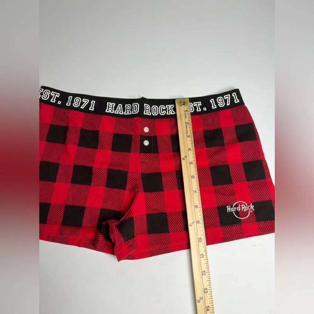 Hard Rock Plaid Cotton Boxer Short Red Black NWOT SIZE S